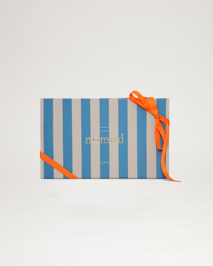 Shopper bag brown + blue gift box